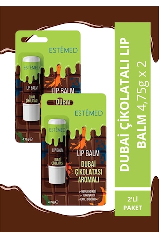 Estemed Dubai Çikolatası Aromalı Lip Balm 2'li Paket 4,75gx2