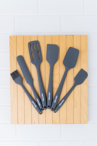 Silikon Mutfak Seti 6 Lı, Isıya Dayanıklı Yanmaz Yapışmaz Silikon Spatula Seti 6 Parça Gri Gri