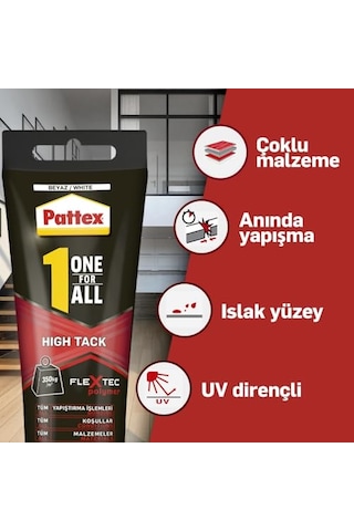 Pattex One For All High Tack, Yüksek Kaliteli Montaj Yapıştırıcısı, Tüm Yüzeyler İçin Güçlü Yapıştırıcı, Profesyonel Çok Amaçlı Yapıştırıcı, 1x142g Tüp
