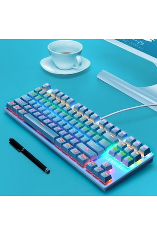 Leaven K550 87 Tuşlu Yeşil Switch Kablolu RGB Mekanik Oyuncu Klavye
