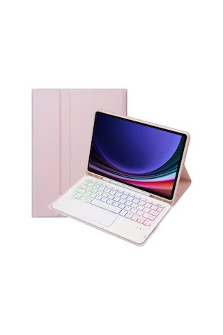 Samsung Uyumlu Galaxy Tab S9 Dokunmatik Arka Işık Bluetooth Klavye Deri Tablet Kılıfı Kalem Tutuculu