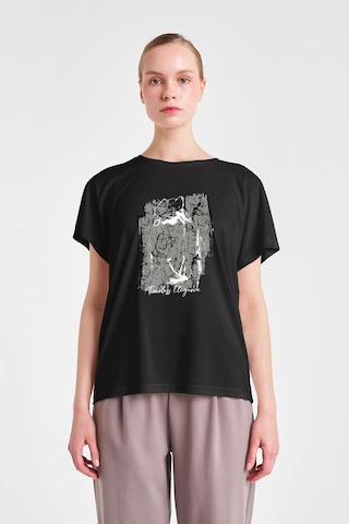 Lescon Kadın Kısa Kollu T-shirt 25n-2118 Siyah