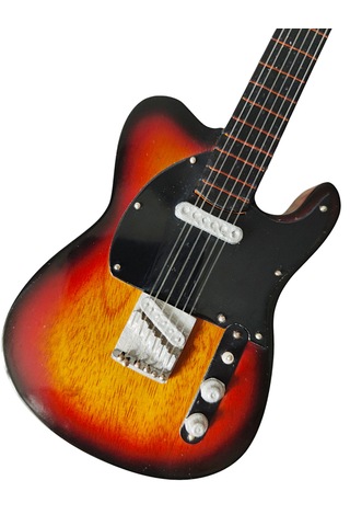 El Yapımı 1/4 Ölçek Minyatür Gitar Fender Telecaster Yellowburst