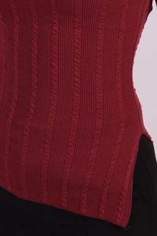 Armonika Kadın Bordo Asimetrik Yaka Yandan Yırtmaçlı Bluz Arm-26k001066
