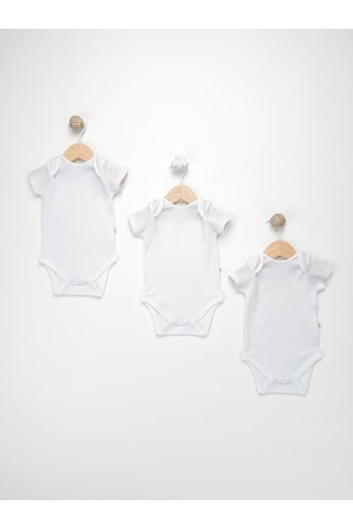 Sezgibaby Unisex, Bebek Kısa Kol % 100 Pamuk 3'lü Çıtçıtlı Body & Zıbın 0-3 Ay / 3-6 Ay / 6-9 Ay Beyaz