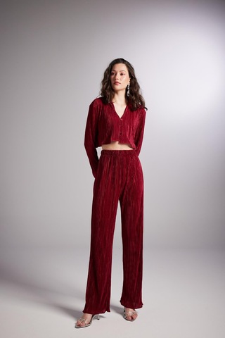 Holly Lolly Crop Model Düğme Kapamalı Comfy Crop Gömlek Bordo