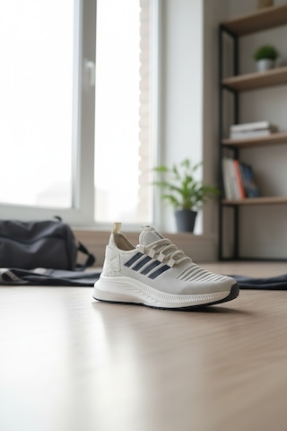 Enoch Ortopedik Ultra Hafif Şeritli Fileli Çoraplı Sneaker Spor Ayakkabı Bej