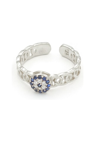 Brezza Lusso Jewelry Nazar Boncuğu Motifli Eklem Gümüş Yüzük Gümüş