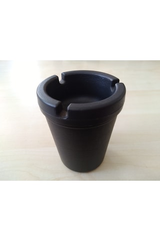 Kokusuz Araç Ev Ofis Pratik Yuvarlak Küllük Siyah 7.5 CM 2 Adet