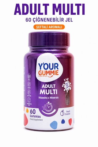 Y'our Gummie Yetişkin Multivitamin ve Multimineral Gummies Şeftali Aromalı 60 Gummies