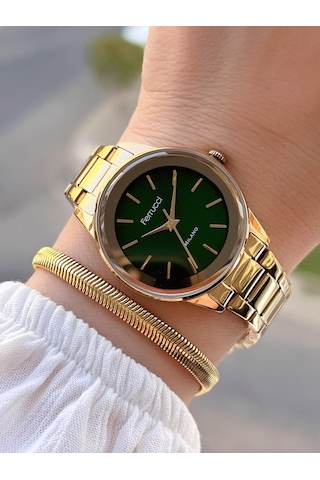 Ferrucci Çelik Kordon 2 Yıl Garantili Yeni Sezon 30 Mt Suya Dayanıklı Kadın Kol Saati B.03412.m08 Sarı