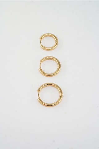 Kadın Kararmaz 316 L Çelik 3'lü Halka Set Küpe - Sarı