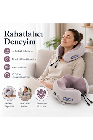Şarjlı U Tipi Boyun Masaj Aleti Isı Ve Titreşim Özellikli Omuz Bacak Masaj Yastığı