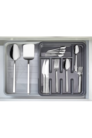 Rotanev Plastik Alttan Ölçü Ayarlı Bölmeli Kaşıklık - Çekmece İçi Tezgah Üstü Kaşıklık Düzenleyici Organizer