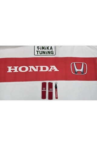 Honda Kırmızı Otomobil Torpido Havlusu Ve 2'li Kemer Kılıfı Ve 2'li Araç Tutamaçı