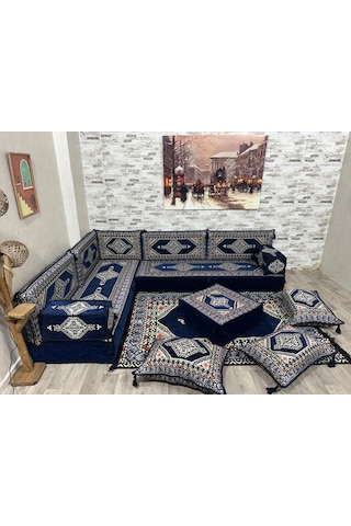 Coton Şark Köşesi Saraylı Desen Minder Takımı Konsept 14 Parça