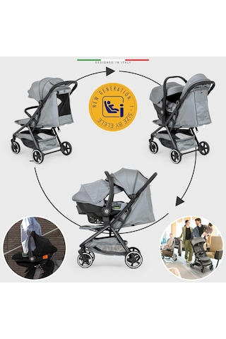 Elele Cabina Kabin Tipi Travel Sistem Bebek Arabası Gri