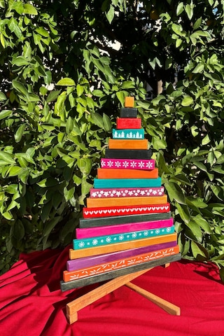 Leftover Ahşap Yılbaşı Ağacı - 54cm Çok Renkli