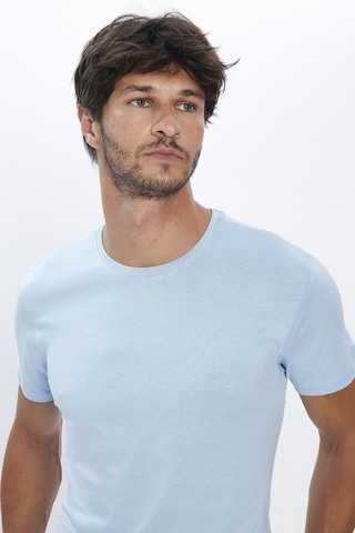 Tudors Erkek Slim Fit Dar Kesim Pamuk Yumuşak Dokulu Basic Açık Mavi Bisiklet Yaka Tişört-31787-mavi Mavi