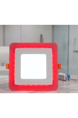 Kare Sıva Altı Led Spot Aydınlatma 9 Watt Çift Renk 3 Kademe Kırmızı Beyaz Gece Lambası Armatür