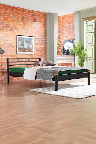 Kappis-s Çift Kişilik Ferforje Metal -siyah Ahşap Latalı Karyola