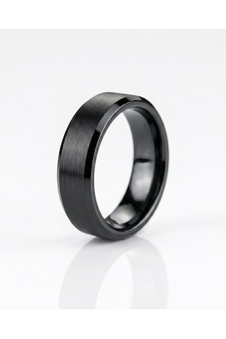 Erkek Düz Siyah Renk 6 Mm Tungsten Yüzük