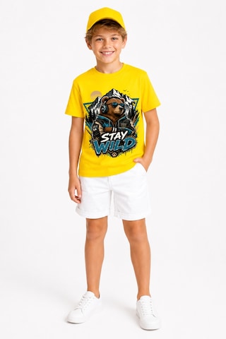 Bayloranzzo Stay Wild %100 Pamuk Premium Kalite Erkek Çocuk Tişörtü Sarı