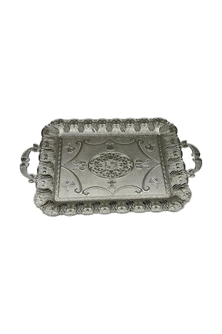 Gümüş İşlemeli Sunum Tepsisi 29cm X 45cm 709756