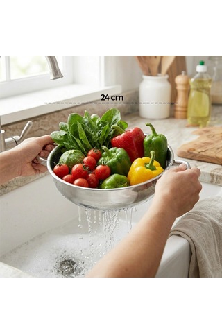 24cm Basık Süzek Metal Süzgeç Kulplu Bx40 Çok renkli