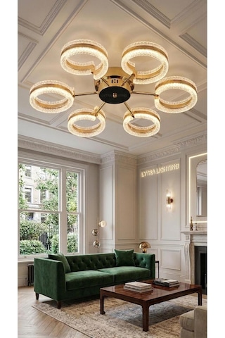Aurea Model 6'lı Gold 3 Renk Modu Ledli Tavana Sıfır Salon Mutfak Çocuk Yatak Odası Led Avize Altın