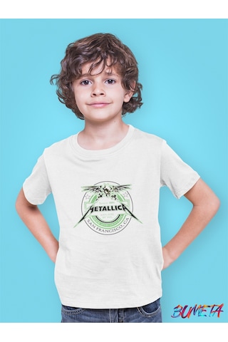 Bumeta Metallica Rock Metal Çocuk Tişört T-shirt Beyaz