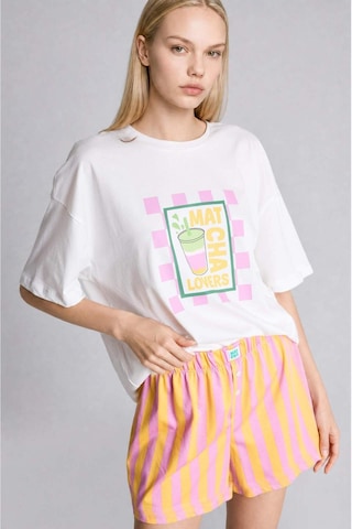 Defacto Oversıze Kısa Kollu 2li Pembe Şortlu Pijama Takımı I0437ax26hspn452 Pembe-pn452