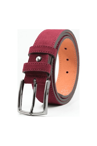 Parscraft Hakiki Süet Deri Erkek Kemer Bordo 4 Cm Düğün Nişan Takım Elbise Davet Kemeri