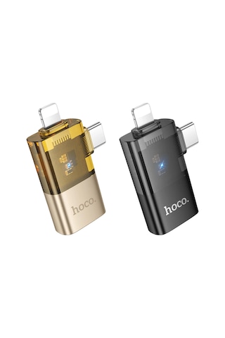 Hoco. Ua36e 2in1 Tak Çalıştır Lightning Ve Type-c To Usb 3.0 Dönüştürücü - Siyah