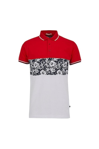Ltb Mısoce Erkek Polo Yaka T-shirt 1221840506181-3384 Beyaz - Kırmızı