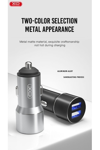 Çift Usb-a Çıkışlı Metal Araç Şarj Cihazı Ve Adaptör Cc30