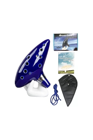 Valkyrie Ocarina 12 Delik Ocarina Seramik Alto C Ocarina Flüt Mavi Ocarina Sualtı Müzik Nefesli Enstrüman
