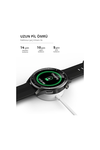 Aukey SW-2P-GY Smart Watch 3.7 Cm Lcd Ekran Ip67 Akıllı Saat (Distribütör Garantili)