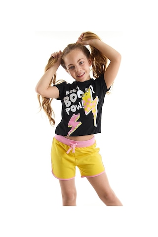 Denokids Mushi Boom Kız T-Shirt Şort Takım Çok Renkli