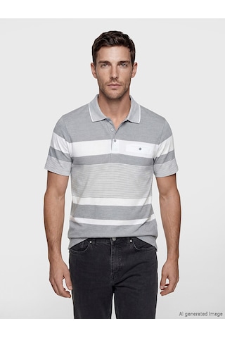 Lcwaıkıkı Classic İndigo Polo Yaka Çizgili Erkek Pike Tişört