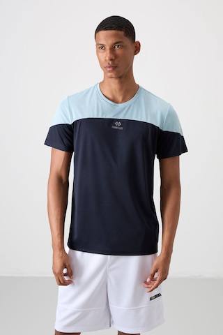 Tommy Life Lacivert Polyester Nefes Alan Dokulu İnce Esnek Standart Fit Erkek Performans T-shirt - 88386 Lacivert