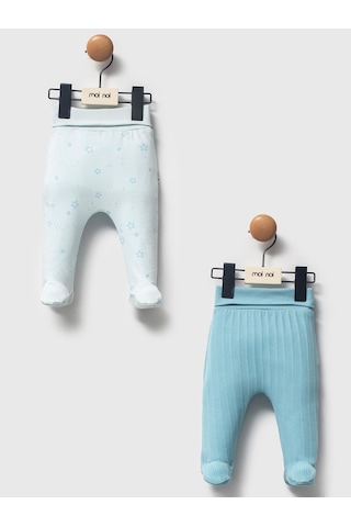 Moi Noi Baby Moi Noi 2li Baskılı Tek Alt Bebe - Mavi