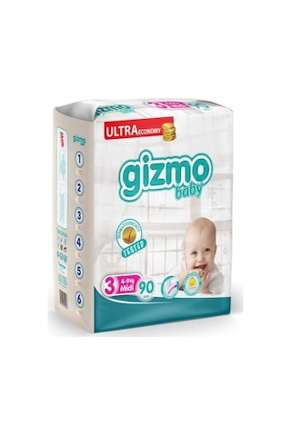 Gizmo Bebek Bezi Ultra Eco Paket 3 Numara Midi 90 Adet 3 Numara