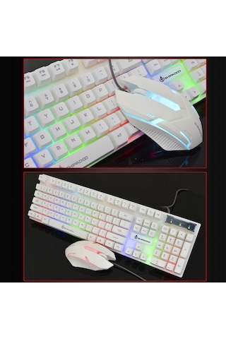 Geeksen Beyaz Usb Kablolu 104 Tuşlu Rgb Aydınlatmalı Oyun Klavye Ve Fade Solunum Işıklı Mouse Seti Diğer