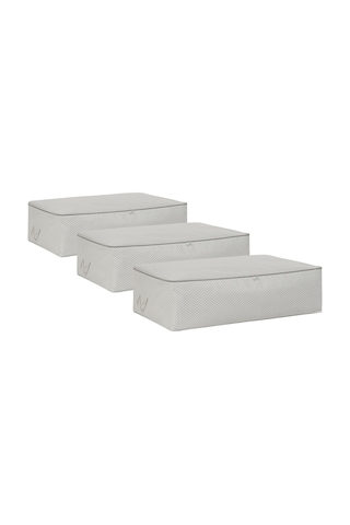 Ocean Home Textile 3'lü Mega Boy Gri Balıksırtı Baza Altı Hurç Set 74 x 46 x 22 cm