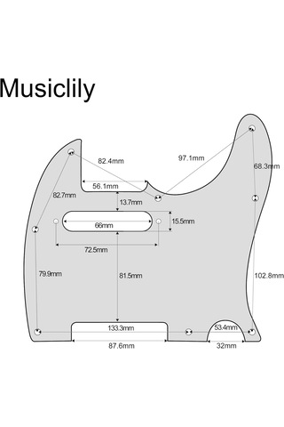 Telecaster Pickguard Beyaz Renk 3 Katlı 8 Delik