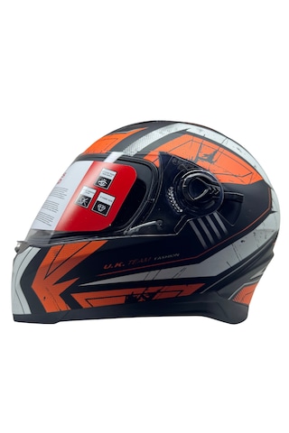 Kask Bgc Full Face Vizörlü Kask Mat Siyah - Turuncu