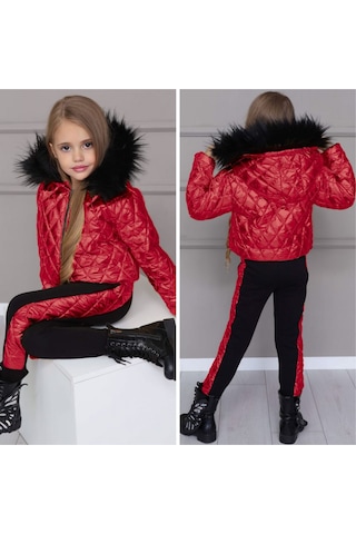 Kız Çocuk Kapitone Mont & Şeritli Eşofman 2 Li Takım 2/12 Yaş - 31476 Çok Renk