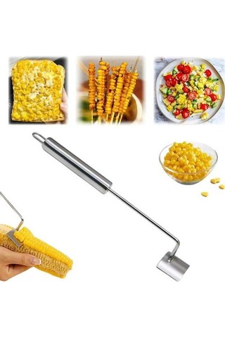 2024 Geliştirilmiş Mısır Soyucu, Koçan Soyma Aleti, Ev Mutfağı İçin Pratik Mutfak Aleti, Gümüş, 1 Parça Gümüş