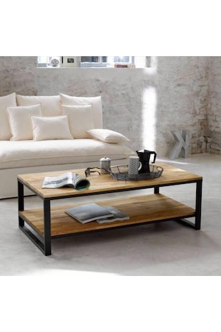 UMUTPARK METAL AYAKLI MASİF AHŞAP ORTA SEHPA.